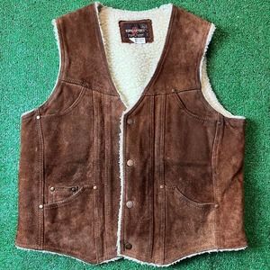 Vintage Kingsport Genuine Leather Sherpa Vest